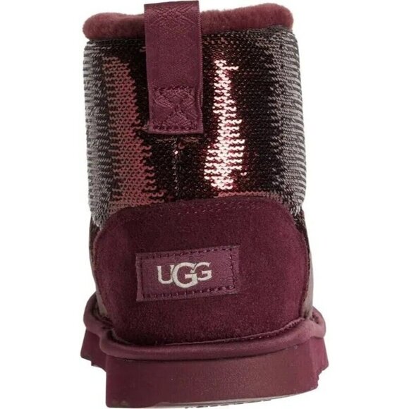 NEW UGG GIRL'S CLASSIC MINI MIRROR BALL BOOTS SZ 4 WILD GRAPE - Picture 3 of 8